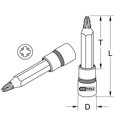 KSTOOLS® - 1/2" Bit-Stecknuss, lang, PZ4