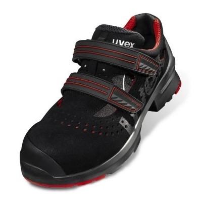 uvex - Sicherheitssandale 1 8536/1, S1P SRC ESD, schwarz/rot, W10, Größe 39