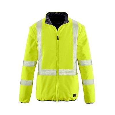 4Protect® - Warnschutz-Softshellwendejacke RENO, warngelb/schwarz, Größe XXL