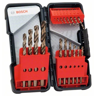 Bosch - 18-tlg. Toughbox-Metallbohrer-Set, HSS-Co, DIN 338, 135°, 1–10 mm (2607017047)