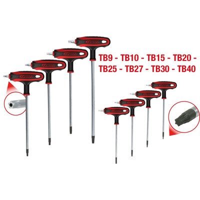 KSTOOLS® - T-Griff-Torx-Winkelstiftschlüssel-Satz, 8-teilig, mit Bohrung