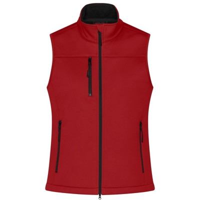 James & Nicholson - Damen Softshell Weste Recycled Polyester JN1169, rot, Größe M
