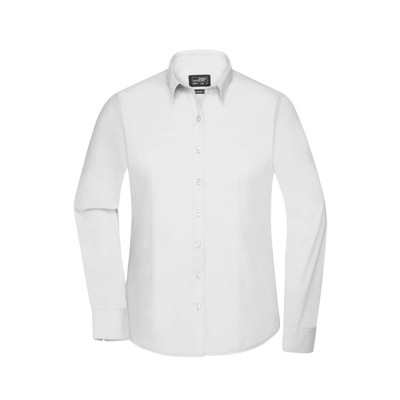 James & Nicholson - Damenbluse Poplin Langarm JN677, weiß, Größe L