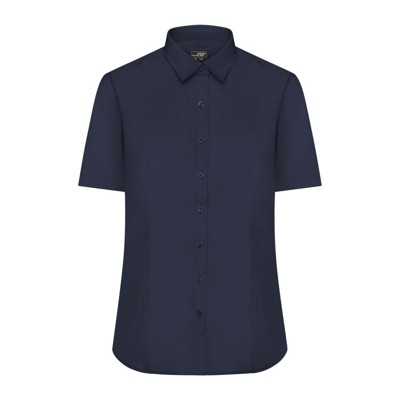 James & Nicholson - Damenbluse Poplin Kurzarm JN679, navy-blau, Größe XS