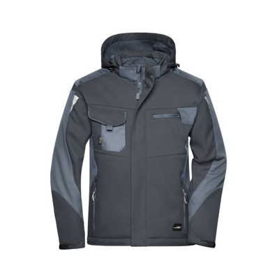 James & Nicholson - Workwear Winter Softshell Jacke JN824, schwarz/carbon, Größe 5XL
