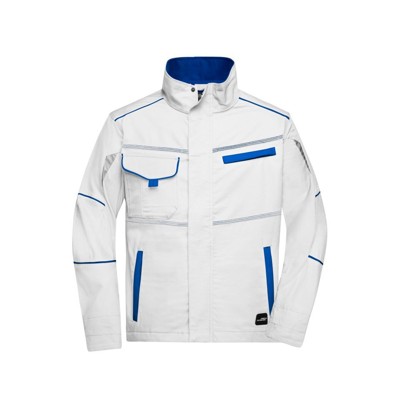 James & Nicholson - Workwear Jacke JN849, weiß/königs-blau, Größe XL