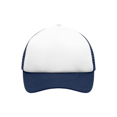 James & Nicholson - 5 Panel Kinder Mesh Cap MB071, weiß/navy-blau, Einheitsgröße