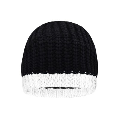 James & Nicholson - Rip Beanie MB7103, schwarz/weiß, Einheitsgröße
