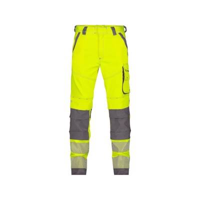 Dassy® - HIVIS FULL FLEX Aruba Stretch-Warnschutzbundhose mit Kniepolstertaschen, neongelb/zementgrau, Größe 62