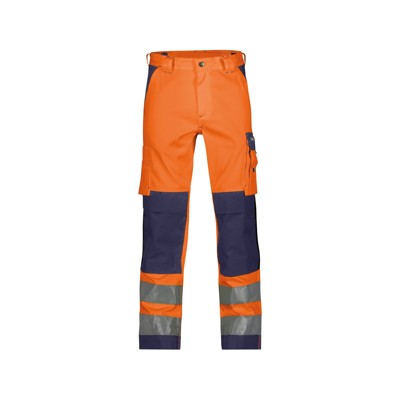 Dassy® - Buffalo Warnschutzhose mit Kniepolstertaschen, neonorange/dunkelblau, Schrittlänge Standard, Größe 64