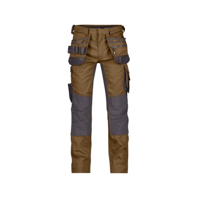 Dassy® - FLUX Arbeitshose mit Stretch, Holstertaschen und Kniepolstertaschen, lehmbraun/anthrazit, Schrittlänge Plus, Größe 58