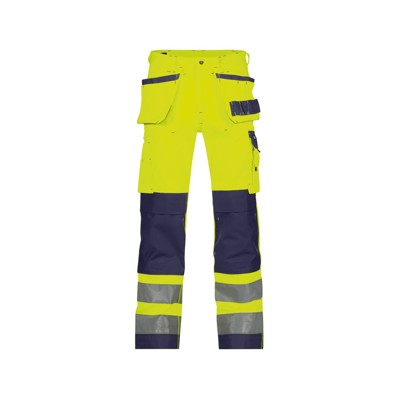 Dassy® - Glasgow Warnschutzhose mit Holstertaschen und Kniepolstertaschen, neongelb/dunkelblau, Schrittlänge Standard, Größe 46