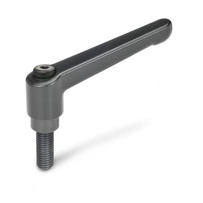 Ganter Norm® - 300-108-M12-40-SZ Verstellbare Klemmhebel, Zink-Druckguss, Schraube Stahl brüniert