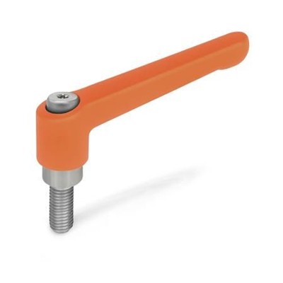 Ganter Norm® - 300.1-63-M6-16-OS Verstellbare Klemmhebel, Zink-Druckguss, Schraube Edelstahl