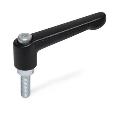 Ganter Norm® - 300.2-30-M5-50-SW Verstellbare Klemmhebel, Zink-Druckguss, Schraube Stahl verzinkt
