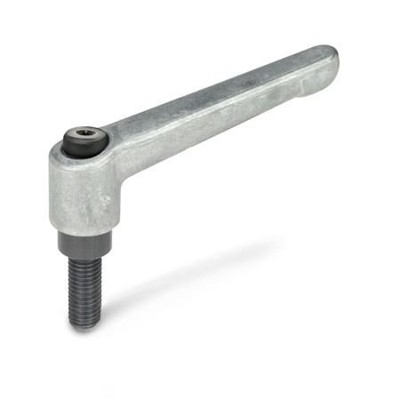 Ganter Norm® - 300-108-M12-50-RH Verstellbare Klemmhebel, Zink-Druckguss, Schraube Stahl brüniert