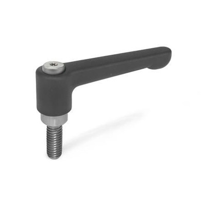 Ganter Norm® - 302.1-63-M8-50-SW Flache verstellbare Klemmhebell, Zink-Druckguss, Schraube Edelstahl