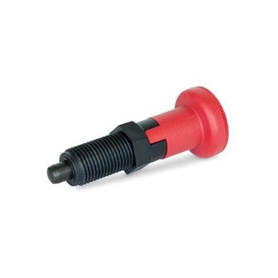 Ganter Norm® - 617.2-10-C-ST-RT Rastbolzen, Führung Kunststoff, Raststift Stahl, mit rotem Knopf