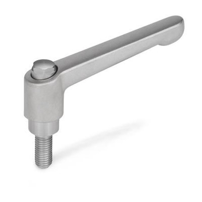 Ganter Norm® - 300.5-92-M12-80-AS Verstellbare Edelstahl-Klemmhebel, mit Schraube, matt gestrahlt