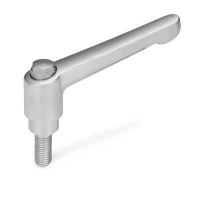 Ganter Norm® - 300.6-45-M4-32-AS Verstellbare Edelstahl-Klemmhebel, mit Schraube, elektropoliert