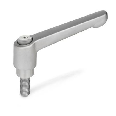 Ganter Norm® - 300.5-45-M4-20-IS Verstellbare Edelstahl-Klemmhebel, mit Schraube, matt gestrahlt