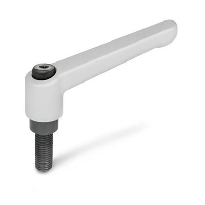 Ganter Norm® - 300-108-M12-50-SR Verstellbare Klemmhebel, Zink-Druckguss, Schraube Stahl brüniert