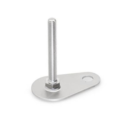 Ganter Norm® - 43-50-M10-100-D0-S Edelstahl-Stellfüße mit Befestigungslasche, Tropfenform