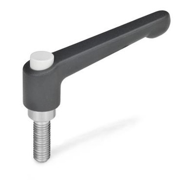 Ganter Norm® - 303.1-78-M8-80-SW-G Verstellbare Klemmhebel, mit Ausrastknopf, Zink-Druckguss, Schraube Edelstahl