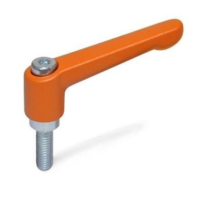 Ganter Norm® - 300.2-45-M4-16-OS Verstellbare Klemmhebel, Zink-Druckguss, Schraube Stahl verzinkt
