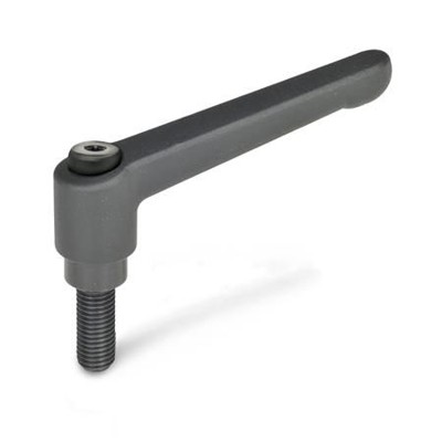 Ganter Norm® - 300-63-M8-12-SW Verstellbare Klemmhebel, Zink-Druckguss, Schraube Stahl brüniert