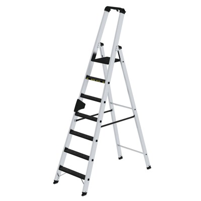 MUNK Günzburger Steigtechnik - Stehleiter 7 Stufen, Aluminium, beidseitig begehbar, H 2310mm, B 590mm