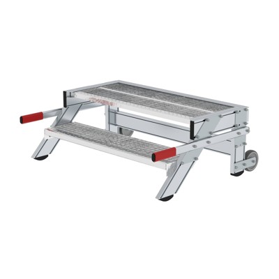 MUNK Günzburger Steigtechnik - Arbeitspodest 2 Stufen, 2 Rollen Stufenbreite 1000mm, Breite 1000mm L 400mm