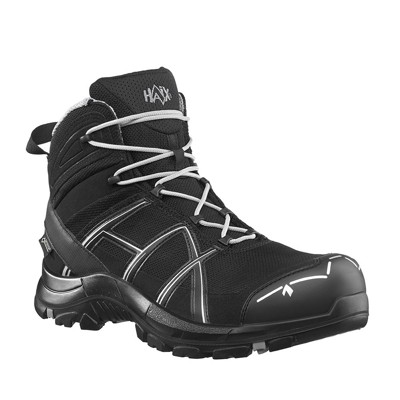 Haix - Sicherheitsstiefel BLACK EAGLE Safety 40.1 mid/black-silver, S3, schwarz/silber, Größe UK 3.5 / EU 36