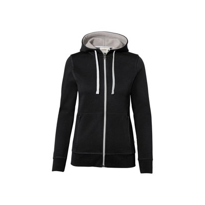 HAKRO - Damen Kapuzenjacke Bonded 255, schwarz/silber, Größe L