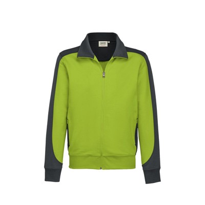 HAKRO - Sweatjacke Contrast Mikralinar® 477, kiwi/anthrazit, Größe L