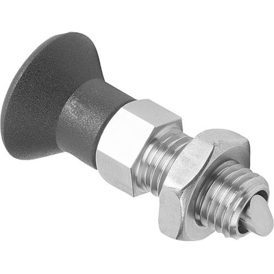KIPP - ARRETIERBOLZEN MIT VERDREHSICHERUNG GR.2 D1=M12, D=6, FORM:B, EDELSTAHL BLANK, KOMP:THERMOPLAST SCHWARZGRAU