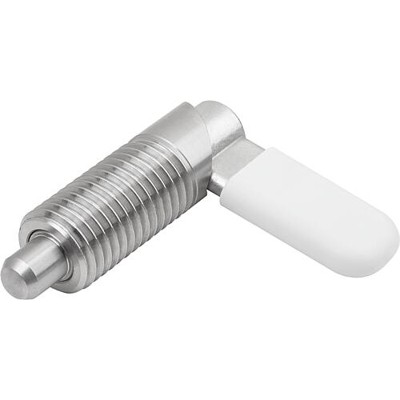 KIPP - SPERRRIEGEL, D=6, M16X1,5, FORM:C M. GEWINDEHÜLSE, M. KAPPE, EDELSTAHL BLANK, KOMP:POLYPROPYLEN GRAU RAL7035