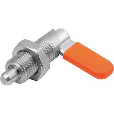 KIPP - SPERRRIEGEL, D=6, M16X1,5, FORM:D M. GEW.HÜLSE/MUTTER/KAPPE, EDELSTAHL BLANK, KOMP:POLYPROPYLEN ORANGE RAL2004