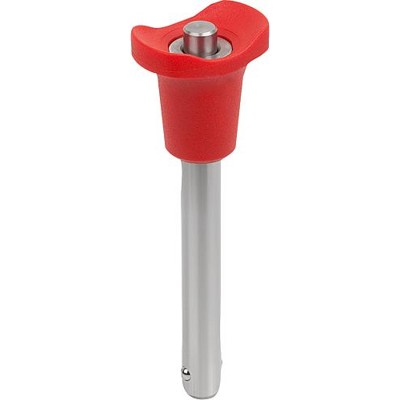 KIPP - KUGELSPERRBOLZEN MIT PILZGRIFF, D1=16, L=80, L1=13,1, L5=93,1, EDELSTAHL, KOMP:THERMOPLAST ROT RAL3020