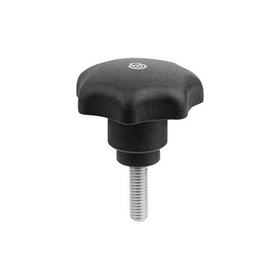 KIPP - STERNGRIFF MIT SICHERHEITSFUNKTION GR.2 D=M05X30 D1=40, THERMOPLAST SCHWARZ RAL9005, KOMP:STAHL