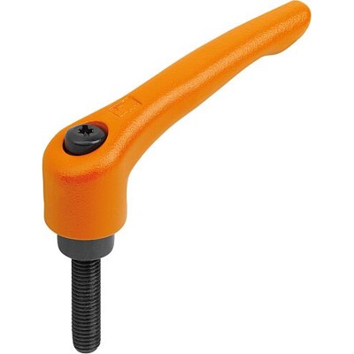KIPP - KLEMMHEBEL GR.4 M12X55, STAHL ORANGE RAL2004 STRUKTURMATT, KOMP:STAHL BRÜNIERT