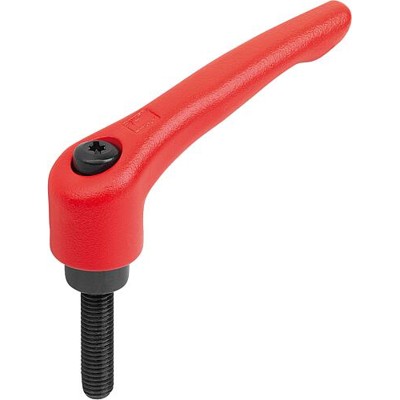 KIPP - KLEMMHEBEL GR.1 M05X30, STAHL ROT RAL3020 STRUKTURMATT, KOMP:STAHL BRÜNIERT
