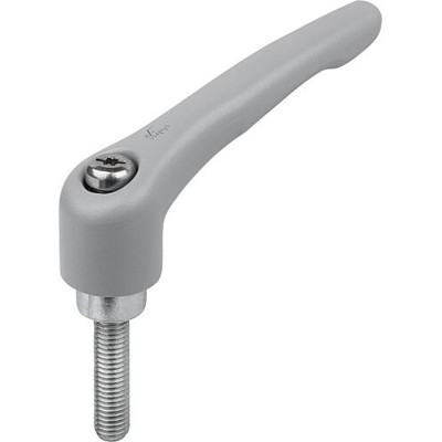 KIPP - KLEMMHEBEL GR.5 M16X50, ZINK GRAU RAL7040 STRUKTURMATT, KOMP:STAHL BLAU-PASSIVIERT