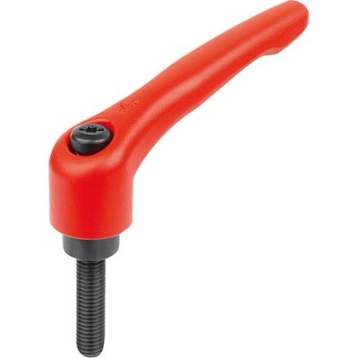 KIPP - KLEMMHEBEL GR.3 M08X55, ZINK ROT RAL3020 STRUKTURMATT, KOMP:STAHL BRÜNIERT