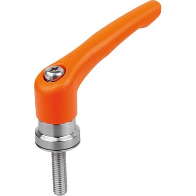 KIPP - KLEMMHEBEL MIT SPANNKRAFTVERSTÄRKER GR.4 M10X30, ZINK ORANGE RAL2004 STRUKTURMATT, KOMP:EDELSTAHL BLANK