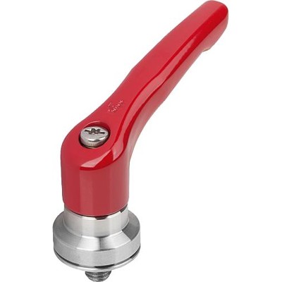 KIPP - KLEMMHEBEL MIT SPANNKRAFTVERSTÄRKER GR.3 M10X15, ZINK ROT RAL3003 KUNSTSTOFFBESCHICHTET, KOMP:EDELSTAHL