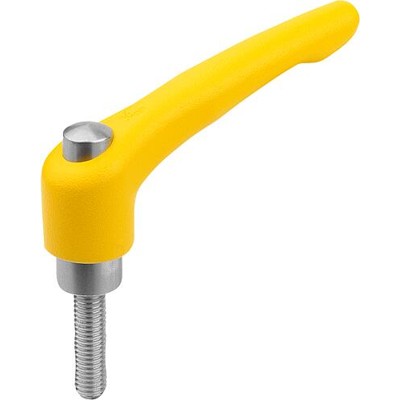KIPP - KLEMMHEBEL MIT SCHUTZKAPPE GR.2 M08X15, ZINK GELB RAL1021 STRUKTURMATT, KOMP:EDELSTAHL BLANK