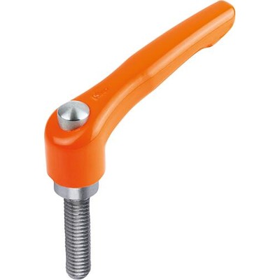 KIPP - KLEMMHEBEL MIT SCHUTZKAPPE GR.3 M10X50, ZINK ORANGE RAL2004 KUNSTSTOFFBESCHICHTET, KOMP:EDELSTAHL