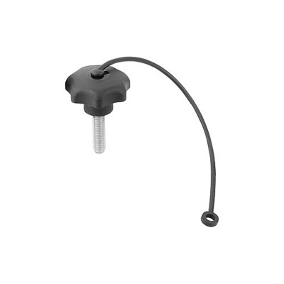 KIPP - STERNGRIFF ÄHNLICH DIN6336 MIT SICHERUNGSBAND D=M05X30, D1=25, FORM:LS, THERMOPLAST SCHWARZ,