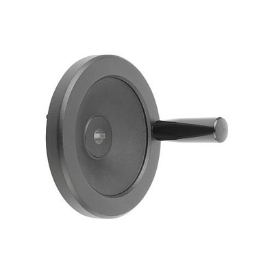 KIPP - SCHEIBENHANDRAD D1=125 PASSBOHRUNG MIT NUT D2=12H7, B3=4, T=13,8 ALUMINIUM, SCHWARZ PULVERBESCHICHTET,